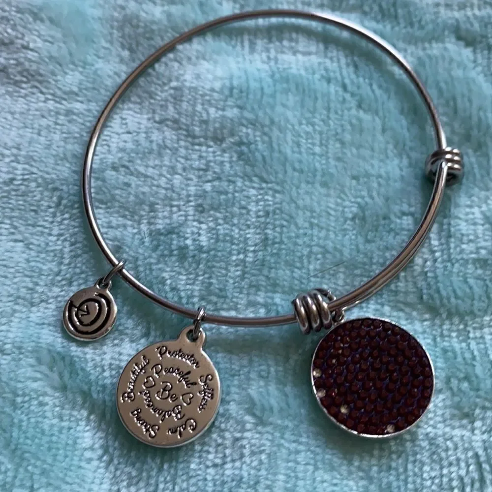 Vintage silver Love this life heart charm bracelet